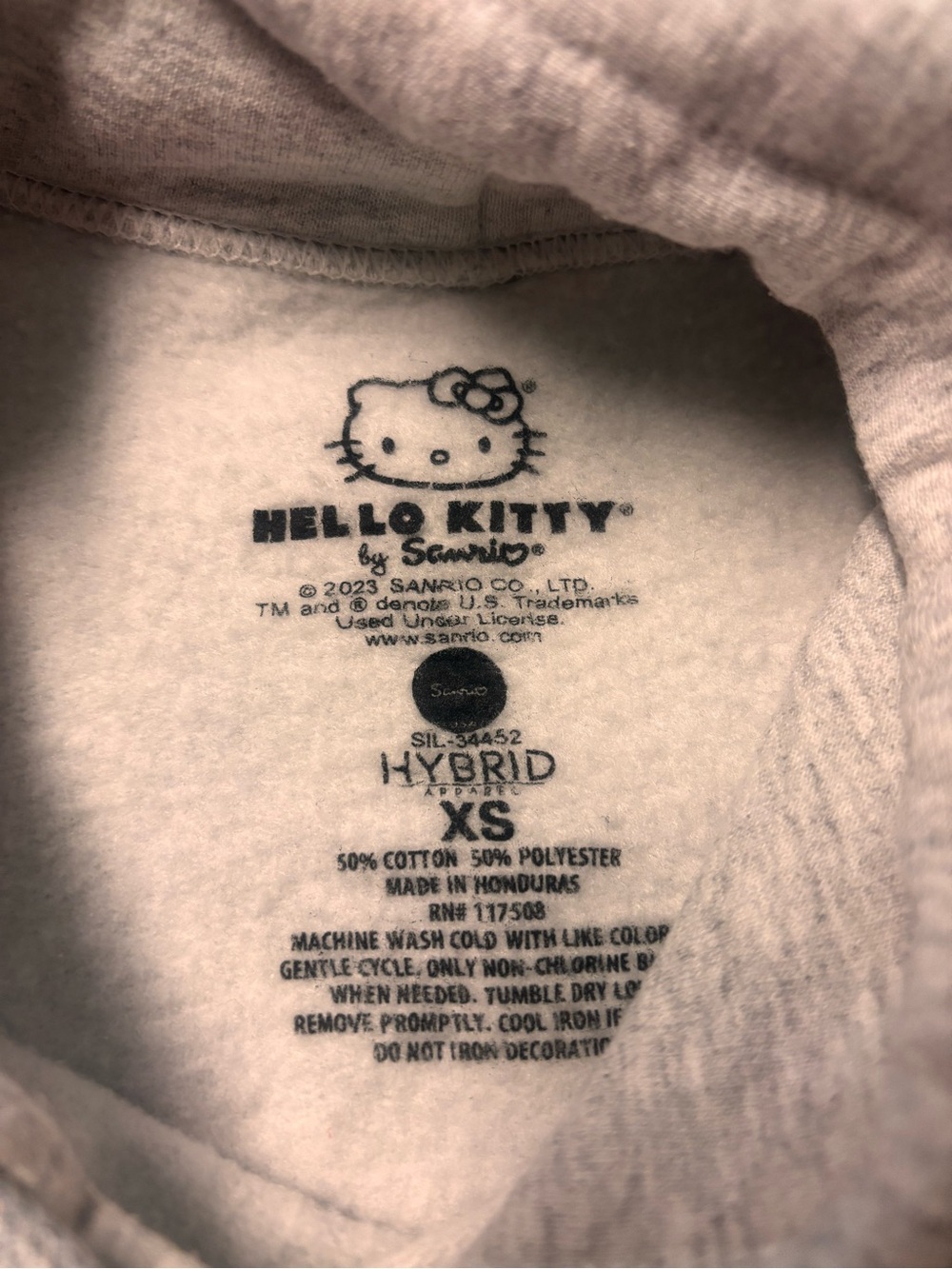 Sanrio Hello Kitty Interior Label hoodie - Pale Pink with Black Print - Picture 5 of 5